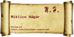 Miklics Hágár névjegykártya